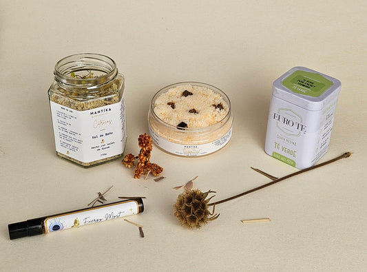 Kit Completo Energy Boost con Sal de Epsom + Exfoliante + Myst + Té