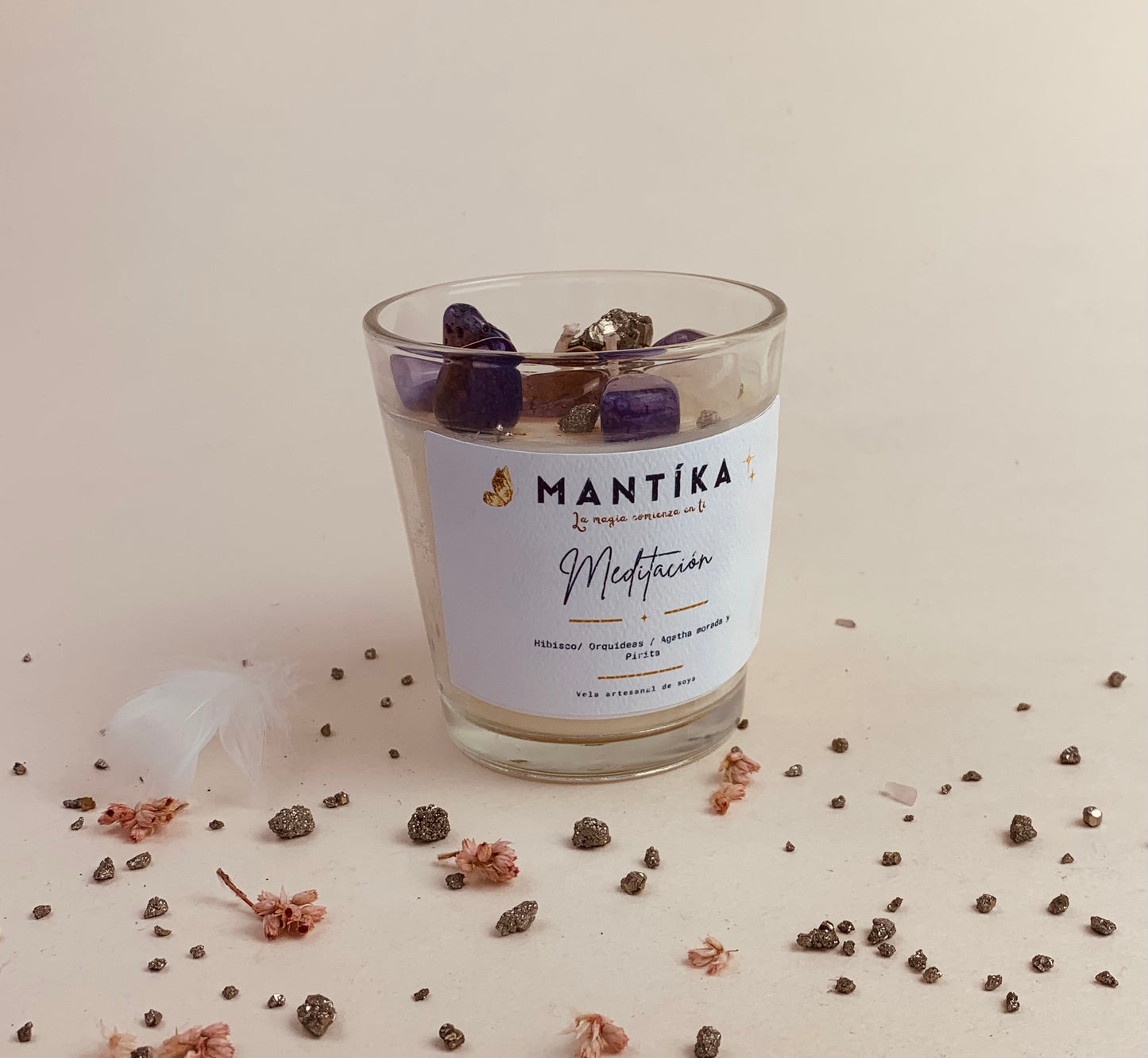 Meditación, Vela artesanal de soya de 427 ml