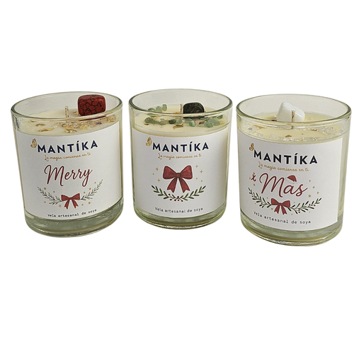 Merry X Mas, Set de 3 velas de 427 ml cada una
